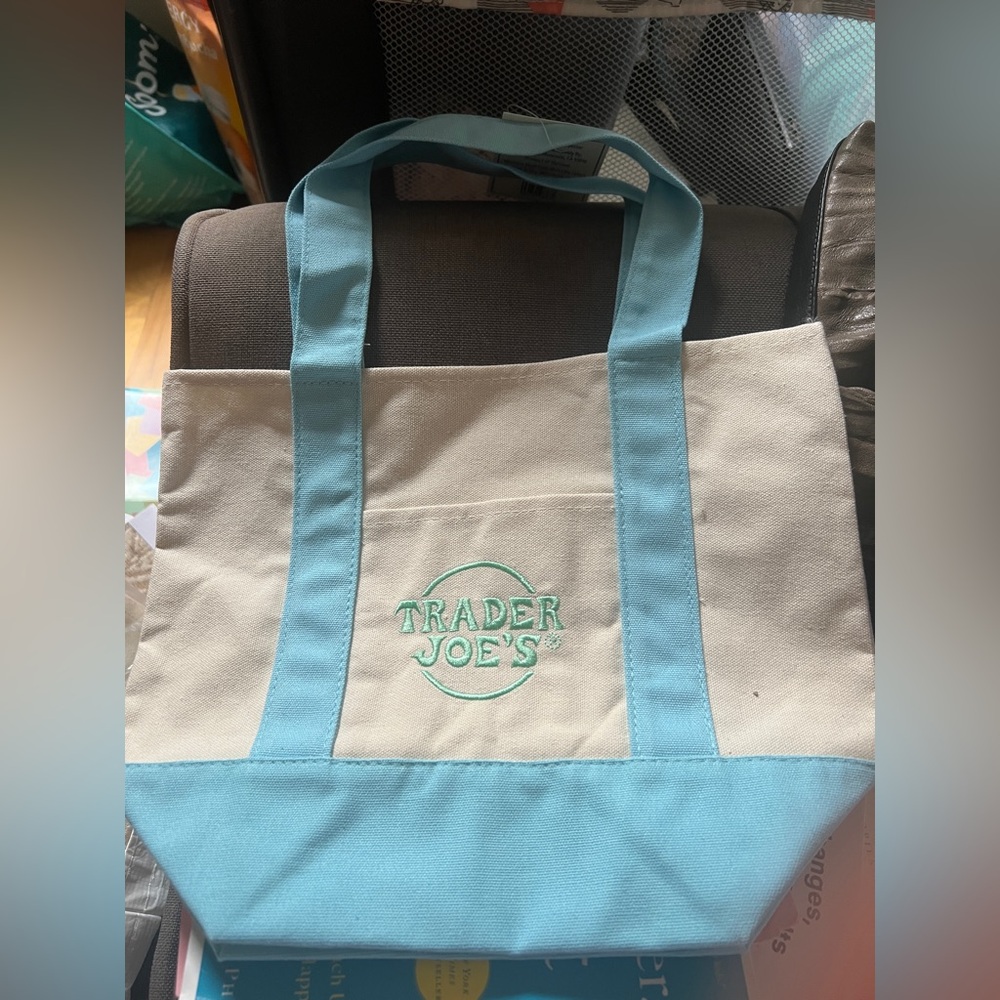 SOLD-Trader Joe’s Mini Tote Bag Pastel Blue Easter NWT